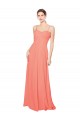 Magasins de Corail Trapèze Bretelles spaghetti Mousseline Longue Robes demoiselle d'honneur