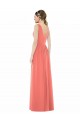 Magasins de Corail Trapèze Col V Mousseline Longue Robes demoiselle d'honneur