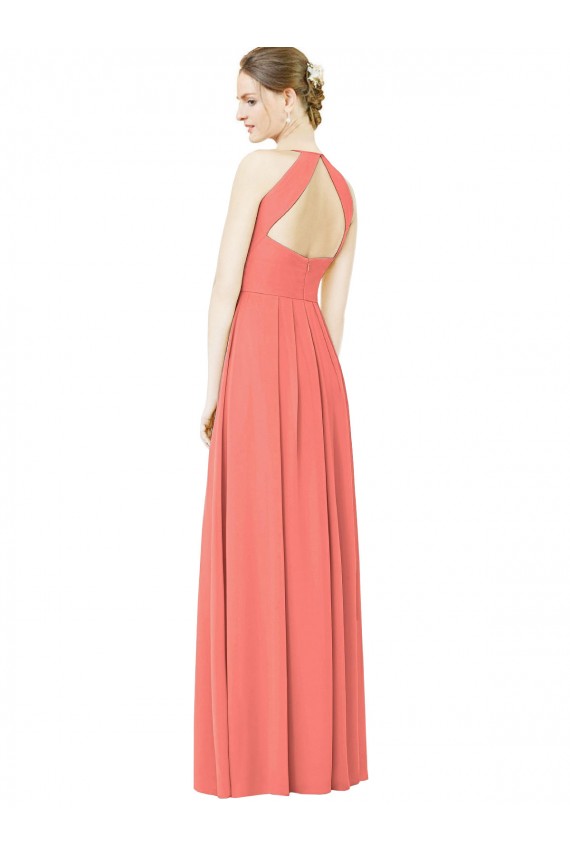 Magasins de Corail Trapèze Licou Mousseline Longue Robes demoiselle d'honneur