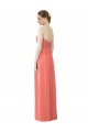 Magasins de Corail Trapèze Sans bretelle Mousseline Longue Robes demoiselle d'honneur