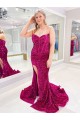 Magasins de Couleur affichée Fourreau Balayage train Paillettes Velours Longue Robes de bal