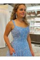 Magasins de Couleur affichée Trapèze Scoop Traîne moyenne Paillettes Velours Longue Robes de bal