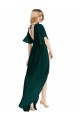 Magasins de Evergreen Trapèze Col rond Mousseline Longue Asymétrique Robes demoiselle d'honneur