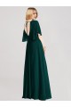Magasins de Evergreen Trapèze Col rond Mousseline Longue Robes demoiselle d'honneur