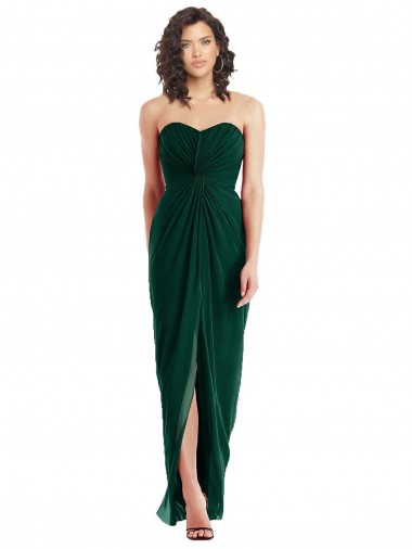 Magasins de Evergreen Trapèze Sans bretelle Mousseline Longue Robes demoiselle d'honneur