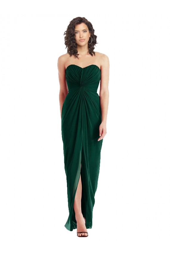 Magasins de Evergreen Trapèze Sans bretelle Mousseline Longue Robes demoiselle d'honneur