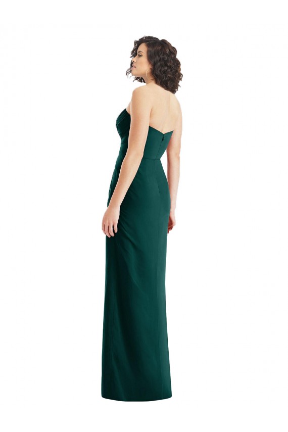 Magasins de Evergreen Trapèze Sans bretelle Mousseline Longue Robes demoiselle d'honneur