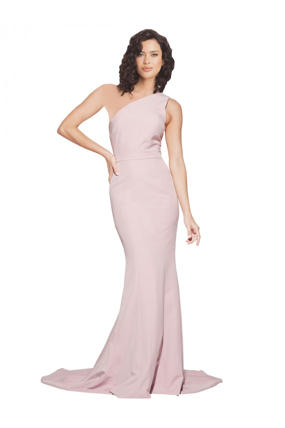 Magasins de Fourreau Balayage train Crêpe Stretch Longue Robes demoiselle d'honneur / Robes de bal