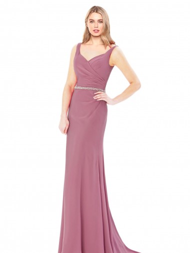Magasins de Fourreau Col Haut Mousseline Longue Robes demoiselle d'honneur / Robes de bal