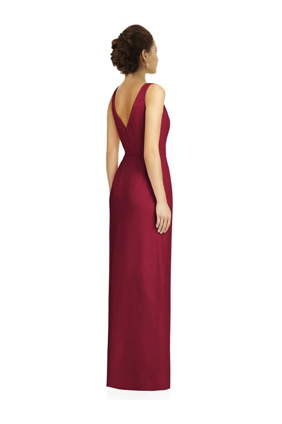 Magasins de Fourreau Col V Mousseline Longue Robes demoiselle d'honneur