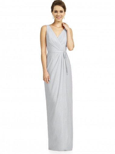 Magasins de Fourreau Col V Mousseline Longue Robes demoiselle d'honneur