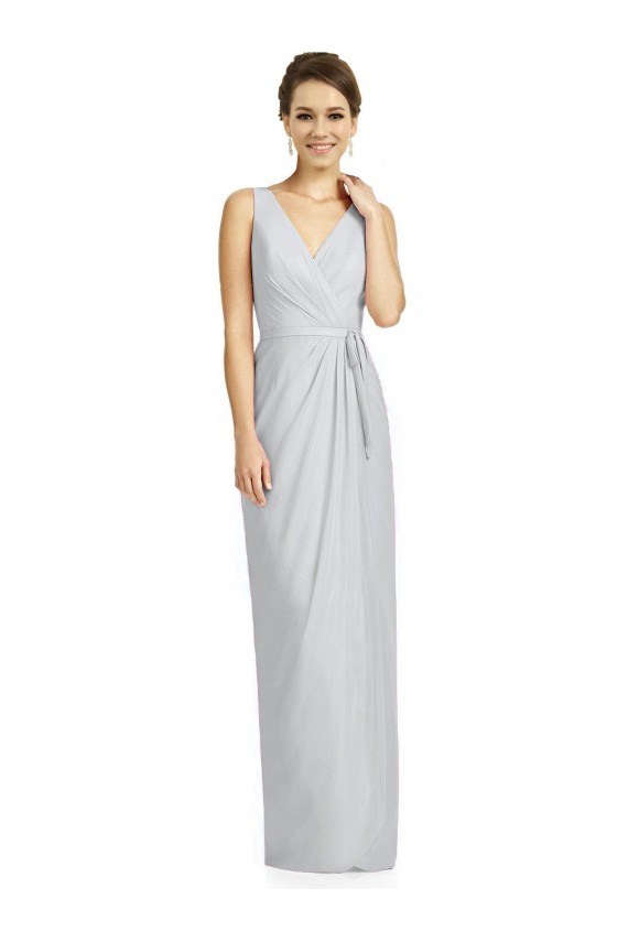 Magasins de Fourreau Col V Mousseline Longue Robes demoiselle d'honneur