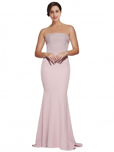 Magasins de Fourreau Sans bretelle Balayage train Crêpe Stretch Longue Formelles Robes demoiselle d'honneur / Robes de soirée / Robes de bal