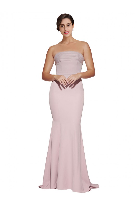 Magasins de Fourreau Sans bretelle Balayage train Crêpe Stretch Longue Formelles Robes demoiselle d'honneur / Robes de soirée / Robes de bal