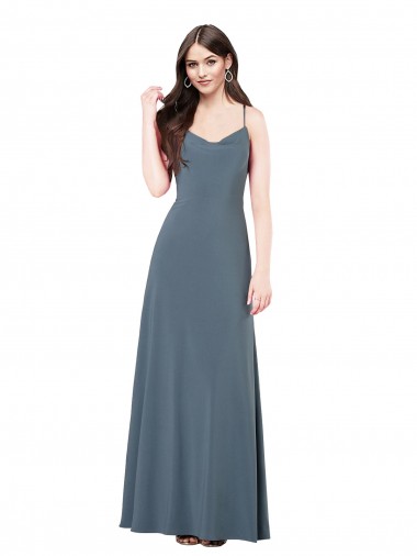 Magasins de Gris ardoise Trapèze Col V Spandex Longue Robes demoiselle d'honneur / Robes de bal