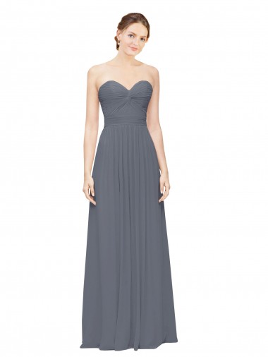 Magasins de Gris ardoise Trapèze Mousseline Longue Robes demoiselle d'honneur
