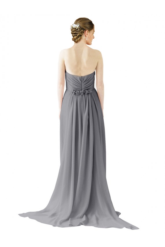 Magasins de Gris ardoise Trapèze Mousseline Longue Robes demoiselle d'honneur