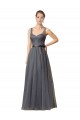Magasins de Gris ardoise Trapèze Tulle Longue Robes demoiselle d'honneur