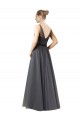 Magasins de Gris ardoise Trapèze Tulle Longue Robes demoiselle d'honneur