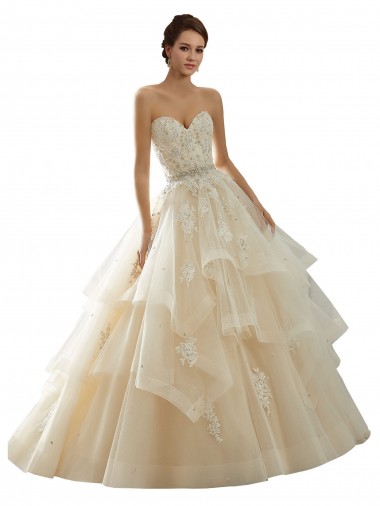 Magasins de Ivoire & Champagne Princesse Tulle Dentelle Robes de mariée