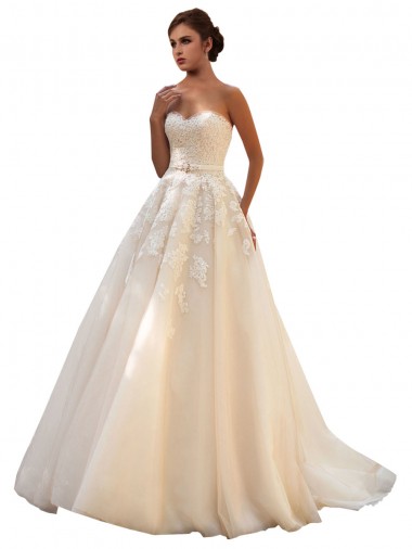 Magasins de Ivoire & Champagne Princesse Tulle Dentelle Robes de mariée
