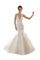 Magasins de Ivoire & Champagne Sirène Col V Tulle Dentelle Classique Robes de mariée