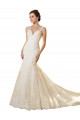 Magasins de Ivoire & Champagne Sirène Col V Tulle Dentelle Robes de mariée
