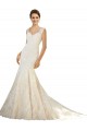 Magasins de Ivoire & Champagne Sirène Col V Tulle Dentelle Robes de mariée