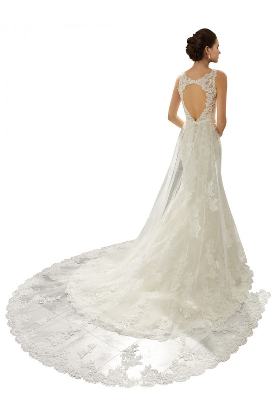 Magasins de Ivoire & Champagne Sirène Col V Tulle Dentelle Robes de mariée