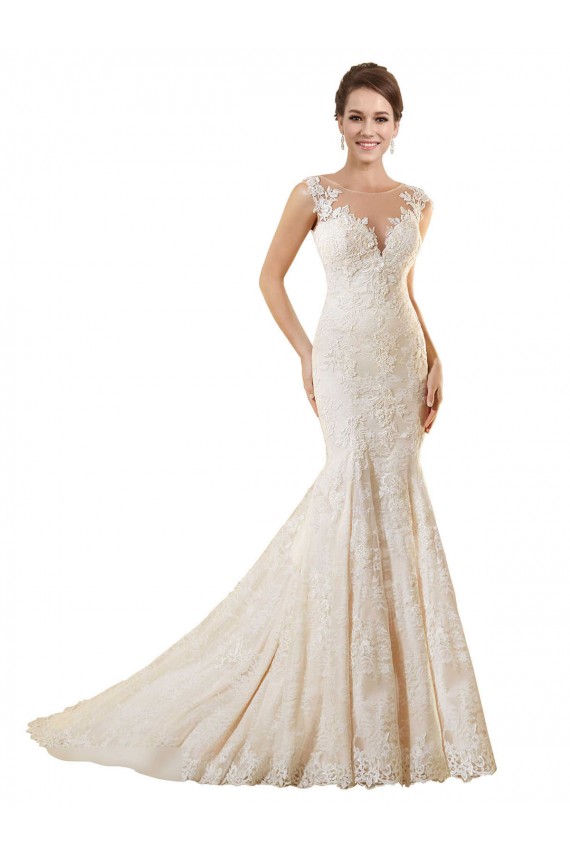 Magasins de Ivoire & Champagne Sirène Illusion Dentelle Robes de mariée