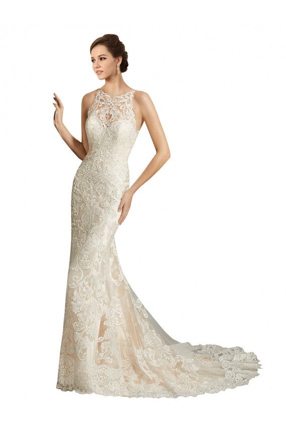 Magasins de Ivoire & Champagne Sirène Illusion Tulle Dentelle Classique Robes de mariée
