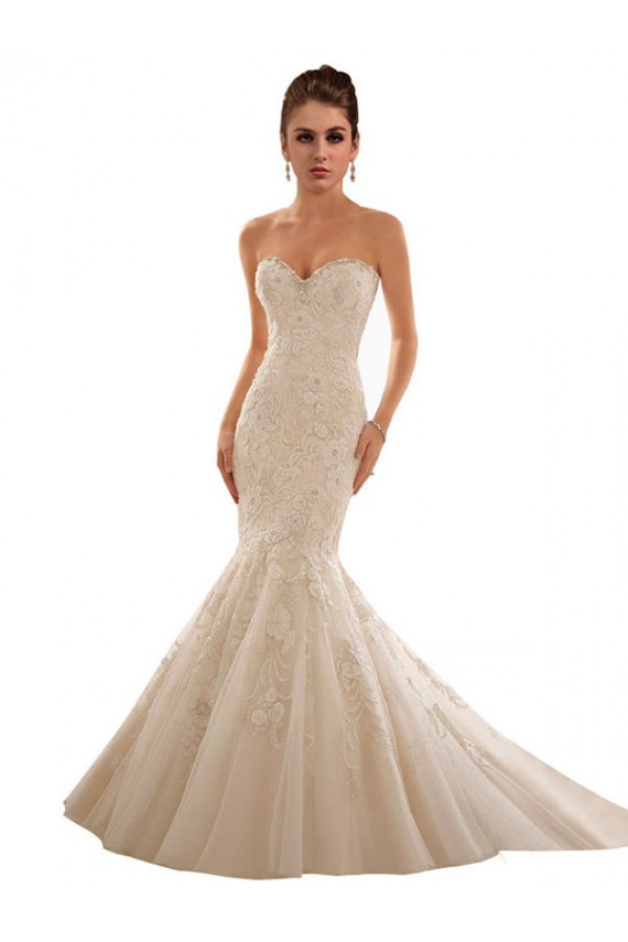 Magasins de Ivoire & Champagne Sirène Tulle Dentelle Robes de mariée