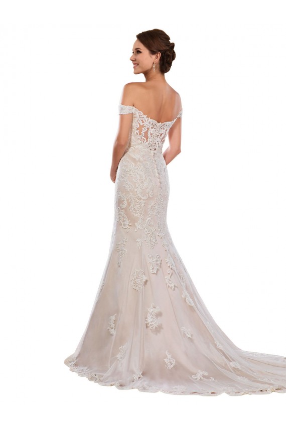 Magasins de Ivoire & Champagne Sirène Épaule Dénudée Dentelle Classique Robes de mariée