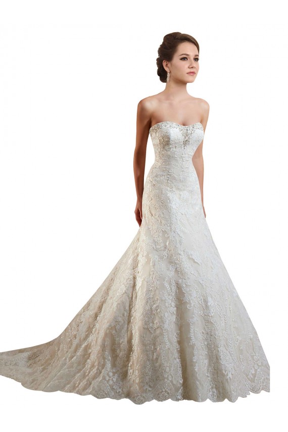 Magasins de Ivoire & Champagne Trapèze Dentelle Robes de mariée