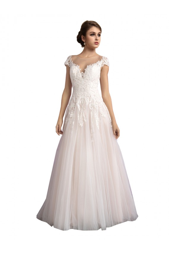 Magasins de Ivoire & Champagne Trapèze Illusion Traîne cathédrale Tulle Dentelle Plage Robes de mariée