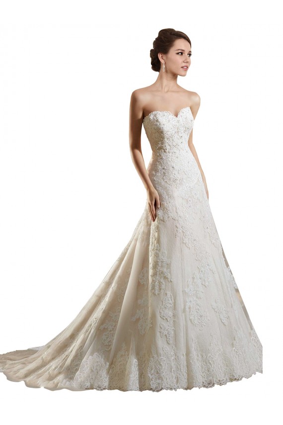 Magasins de Ivoire & Champagne Trapèze Tulle Dentelle Robes de mariée