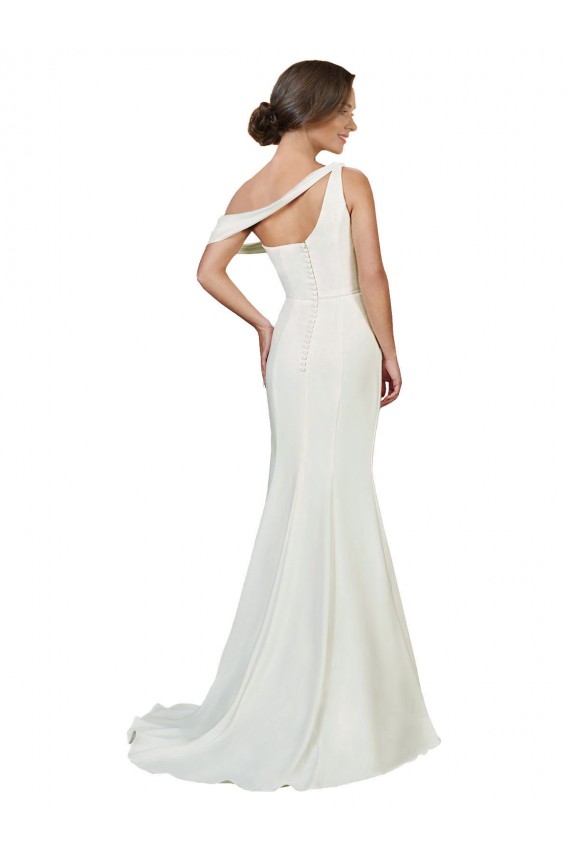 Magasins de Ivoire Fourreau Balayage train Crêpe Stretch Longue Formelles Robes demoiselle d'honneur / Robes de soirée / Robes de bal