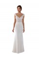 Magasins de Ivoire Fourreau Col V Dentelle Crêpe Stretch Robes de mariée