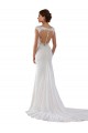 Magasins de Ivoire Fourreau Col V Dentelle Crêpe Stretch Robes de mariée