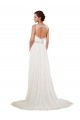 Magasins de Ivoire Fourreau Col V Mousseline Classique Robes de mariée