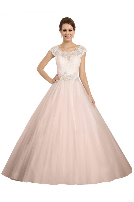 Magasins de Ivoire Princesse Bateau Illusion Dentelle Robes de mariée