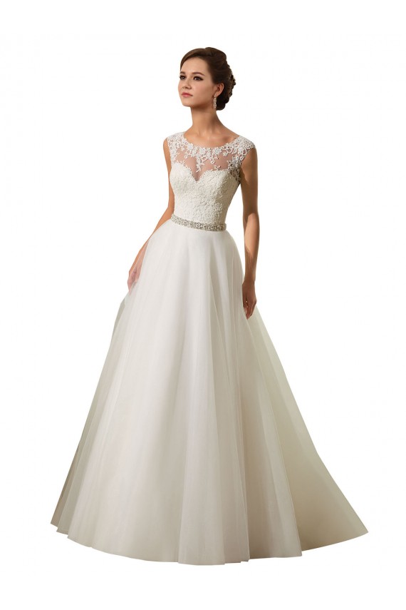 Magasins de Ivoire Princesse Illusion Tulle Dentelle Robes de mariée