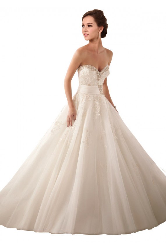 Magasins de Ivoire Princesse Satiné Tulle Dentelle Robes de mariée