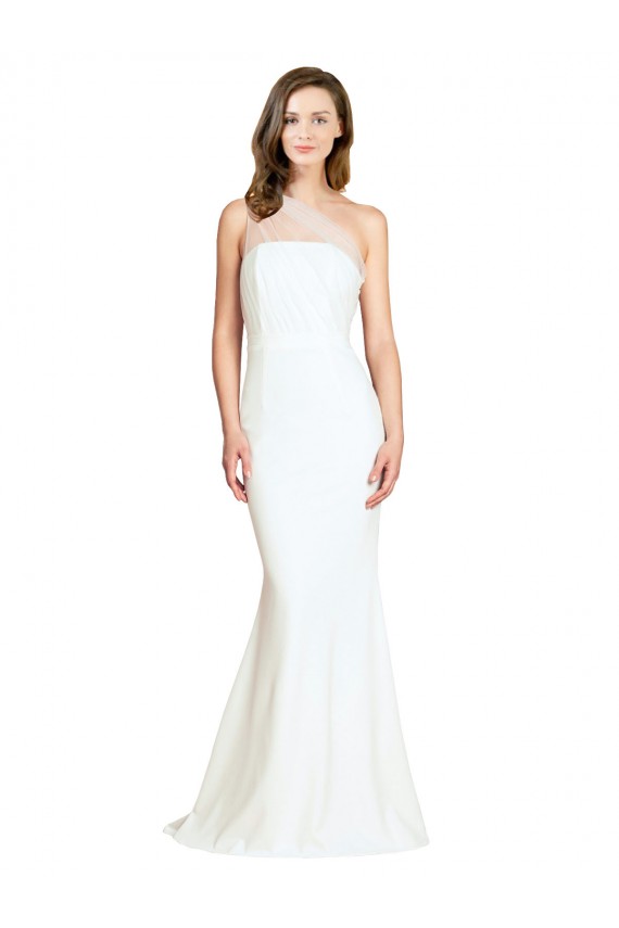 Magasins de Ivoire Sirène Balayage train Crêpe Stretch Tulle Longue Formelles Robes demoiselle d'honneur / Robes de soirée
