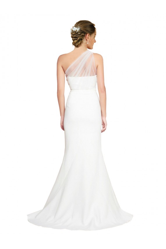 Magasins de Ivoire Sirène Balayage train Crêpe Stretch Tulle Longue Formelles Robes demoiselle d'honneur / Robes de soirée