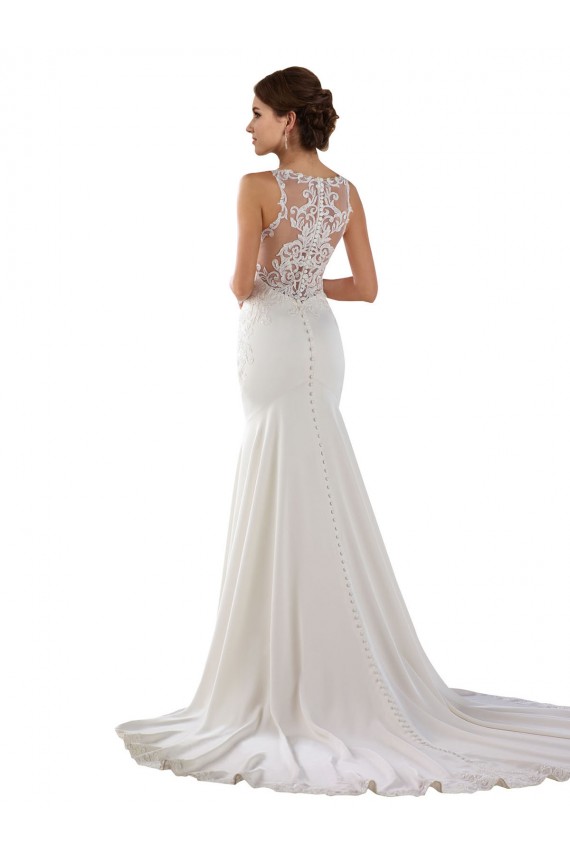 Magasins de Ivoire Sirène Balayage train Dentelle Crêpe Stretch Robes de mariée