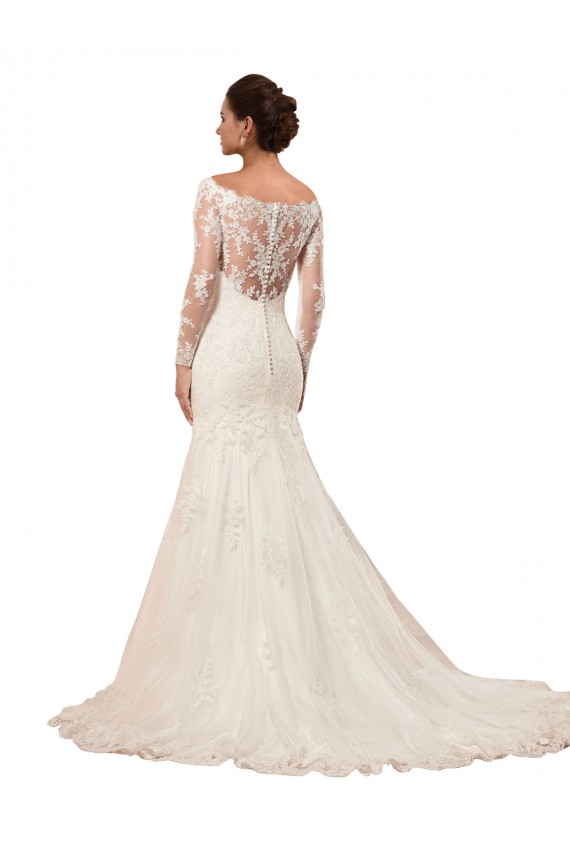 Magasins de Ivoire Sirène Bateau Dentelle Robes de mariée