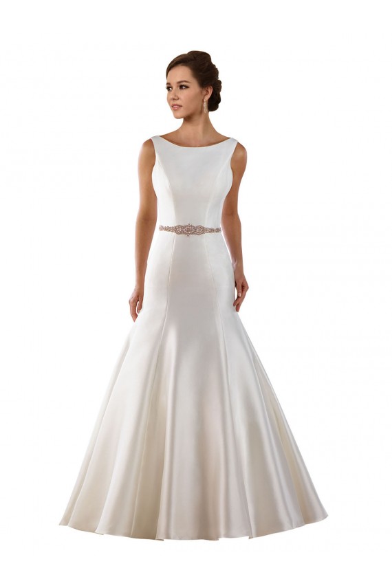 Magasins de Ivoire Sirène Bateau Satiné Robes de mariée