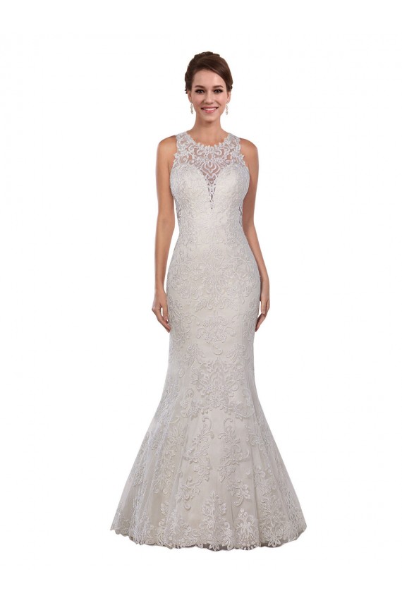 Magasins de Ivoire Sirène Col Haut Dentelle Robes de mariée
