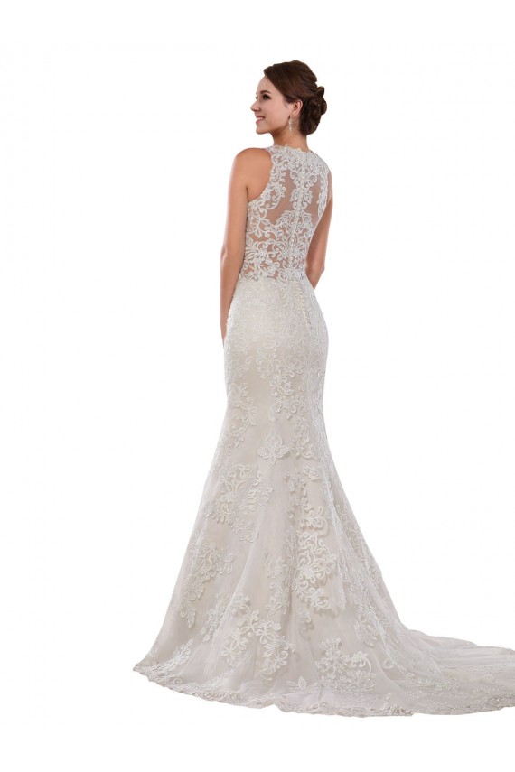 Magasins de Ivoire Sirène Col Haut Dentelle Robes de mariée